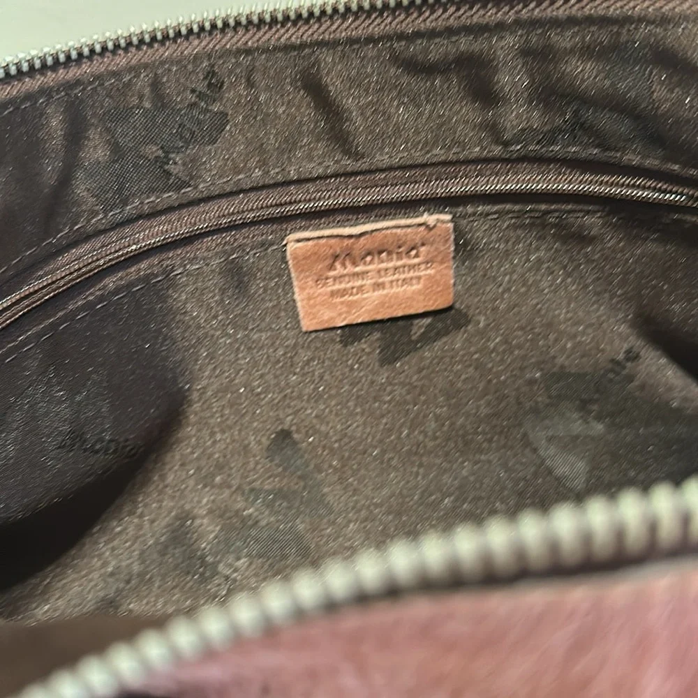 Italian Leather Mania Cowhide Handbag Dusty Pink Shoulder Bag Adj strap EUC - Picture 8 of 12